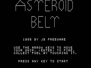 Asteroid Belt opening screen