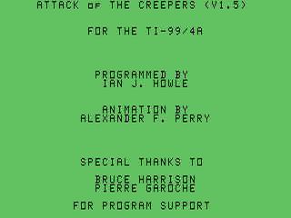 Attack of the Creepers opening screen