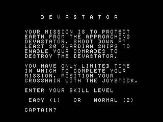 Devastator opening screen
