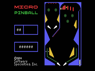 Micro Pinball opening screen