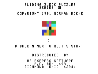 Sliding Block Puzzles opening screen