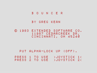 Bouncer opening screen