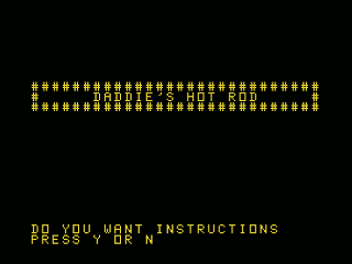 Daddie's Hot Rod opening screen