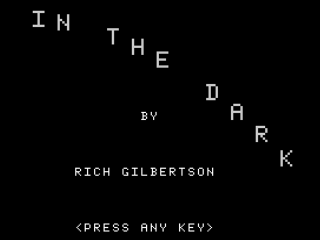 In the Dark opening screen