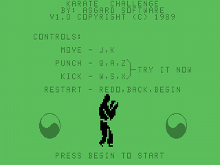 Karate Challenge opening screen