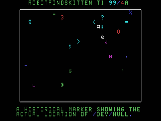 Robotfindskitten in-game shot