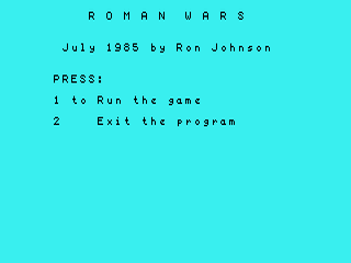 Roman Wars opening screen