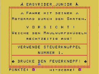 EasyRider Junior opening screen