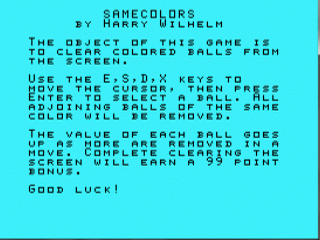 Samecolors opening screen