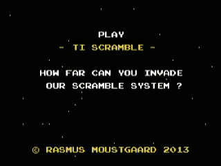 TI Scramble opening screen