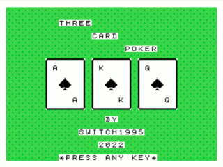 Three Card Poker opening screen