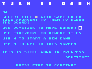 Turn It Down opening screen