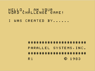 Word Challenge opening screen